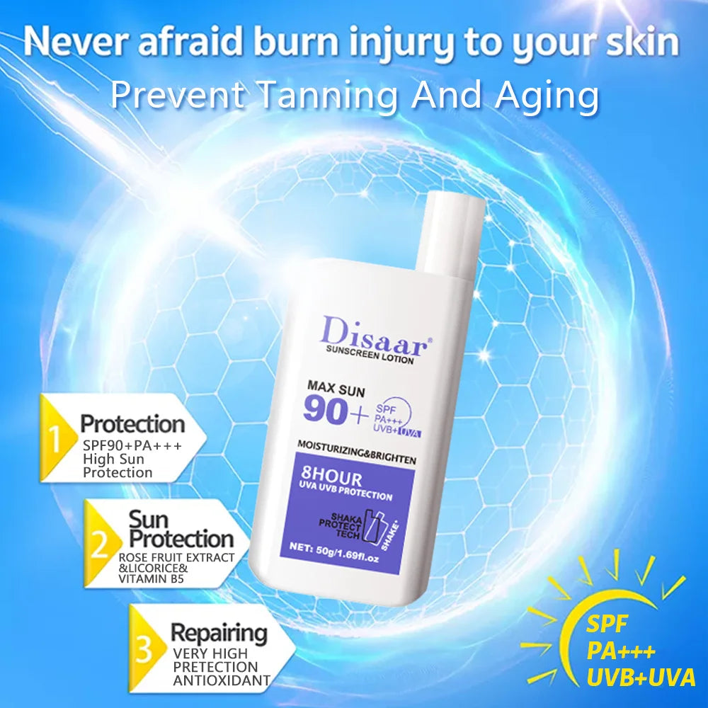 Disaar SPF 90 Sunscreen Lotion 50g Long Lasting Protection Sun Cream Whitening Moisturizing Sunblock