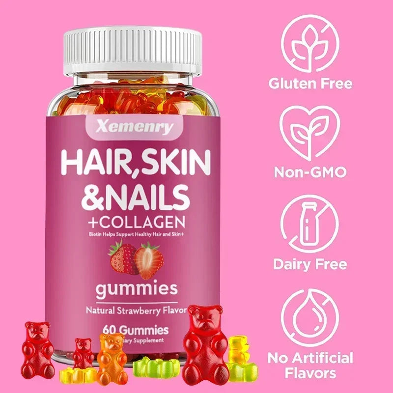 Natural Biotin Gummies - Supports Hair, Skin, Nails & Collagen